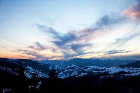 Carpathians sunset 2 Stock Photos
