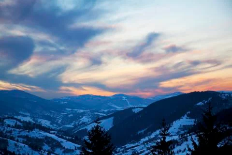 Carpathians sunset Stock Photos