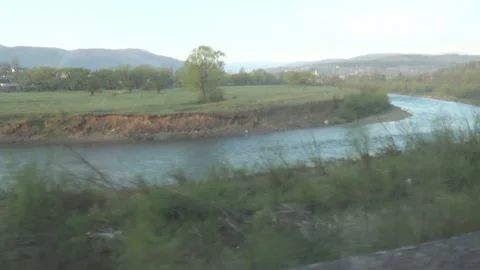 Carpathians from the train window 스톡 동영상 107336231