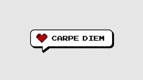 Carpe Diem 8-bits pixel art neubrutalism comment balloon. Alpha. Stock Footage 316773903