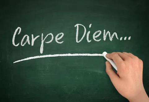 Carpe diem chalkboard write concept  3d illustration Ilustração Stock