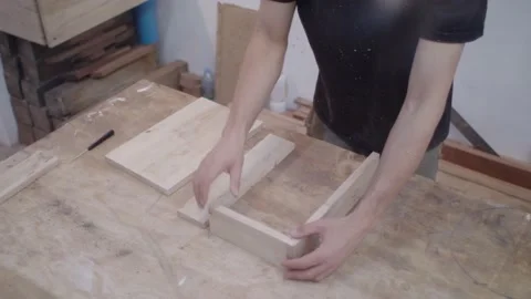 Carpenter assembles a wooden box. Process. Stock-Footage 151127263