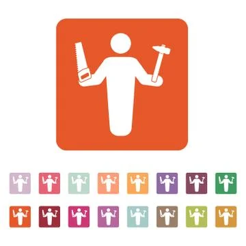 The carpenter avatar icon. Builder and handyman, craftsman symbol. Flat Stock Illustration