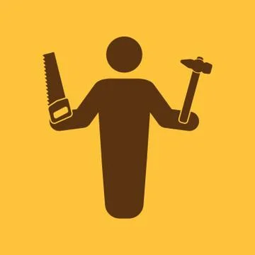 The carpenter avatar icon. Builder and handyman, craftsman symbol. Flat Stock Illustration