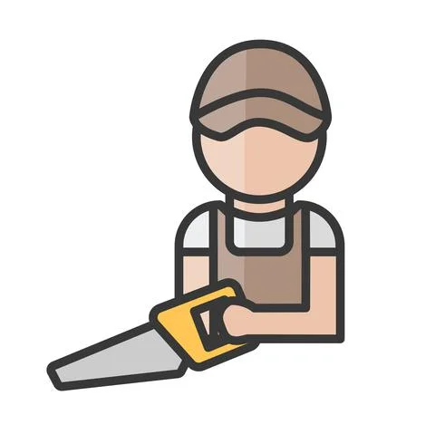 Carpenter avatar. Man working. Profile user, person. People icon. Vector illu Stock Illustration