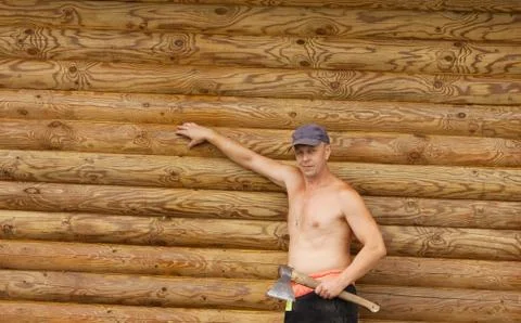 Carpenter with an axe Stock-Fotos