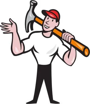 Carpenter builder hammer cartoon Stock Illustration