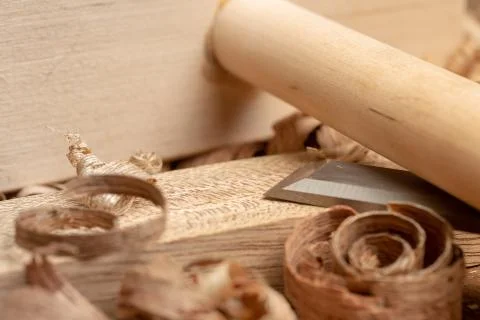 Carpenter cabinet maker hand tools on the workbench Stock Photos