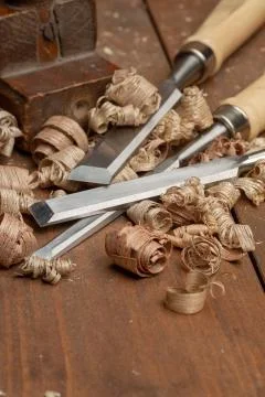 Carpenter cabinet maker hand tools on the workbench Stock Photos