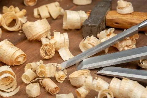 Carpenter cabinet maker hand tools on the workbench Stock Photos