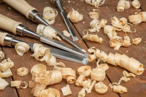 Carpenter cabinet maker hand tools on the workbench Stock Photos