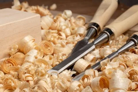 Carpenter cabinet maker hand tools on the workbench Stock Photos