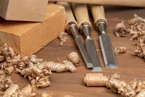 Carpenter cabinet maker hand tools on the workbench Foto stock