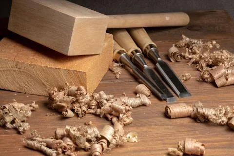 Carpenter cabinet maker hand tools on the workbench Stock Photos