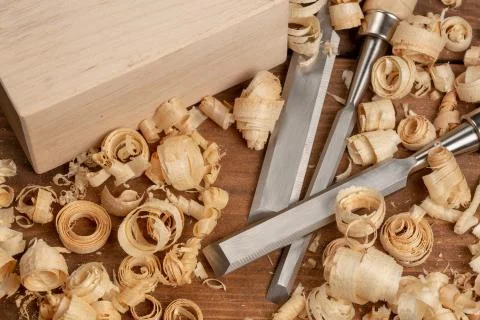 Carpenter cabinet maker hand tools on the workbench Stock Photos