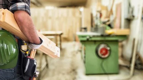 Carpenter in the carpentry workshop. Craft work. Stock-Fotos