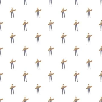 Carpenter character carrying lumber repeating seamless pattern Ilustración de archivo