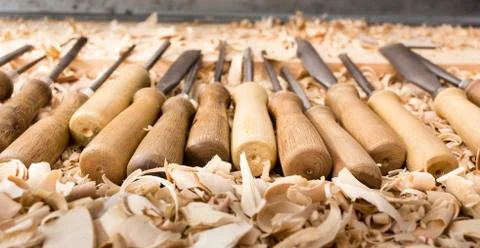 Carpenter chisel set Stock Photos