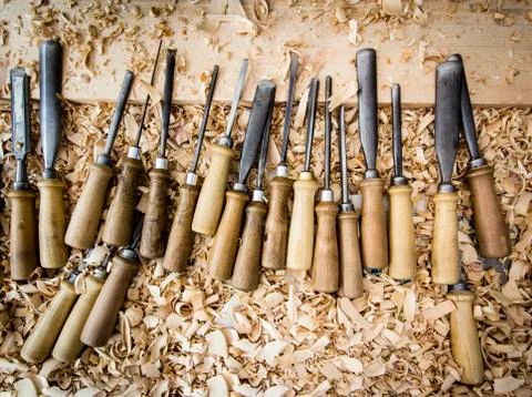 Carpenter chisel set Stock Photos