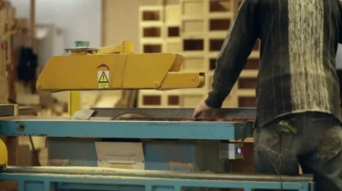 Carpenter circular saw work video Stock Footage 61034488