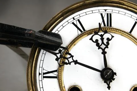 Carpenter clamp stop the clock. Stock-Fotos