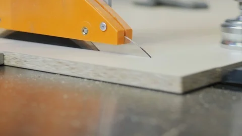 Carpenter cutting out chipboard sheet Stock Footage 106877404