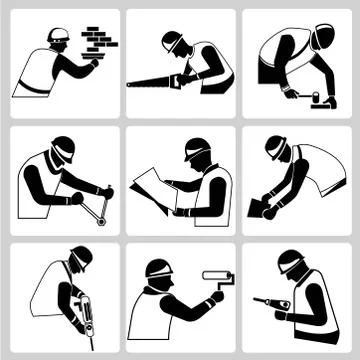 Carpenter, engineering icons Stock Illustration