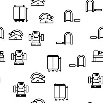 Carpenter Equipment Vector Seamless Pattern Stock Illustration