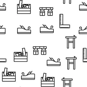 Carpenter Equipment Vector Seamless Pattern Stock Illustration
