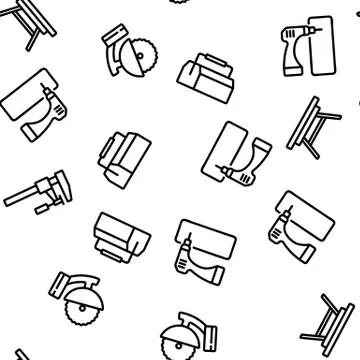 Carpenter Equipment Vector Seamless Pattern Illustrazione stock