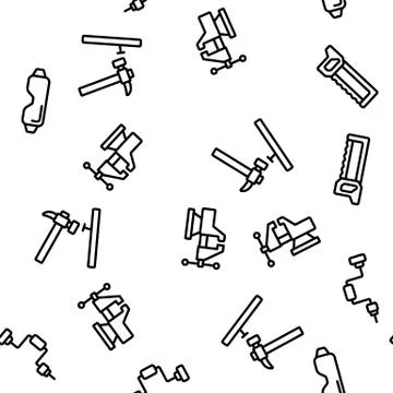Carpenter Equipment Vector Seamless Pattern Illustrazione stock