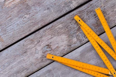 Carpenter folding ruler. Stock Photos