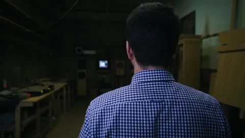 Carpenter goes to workplace Stock Footage 163423215