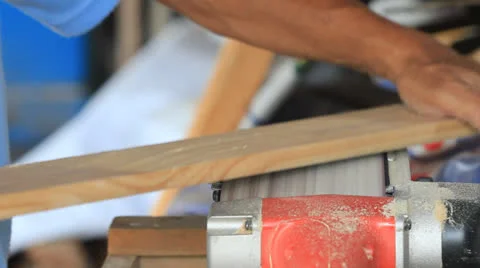 Carpenter grinding the surface of wood. Stock Footage 22606808