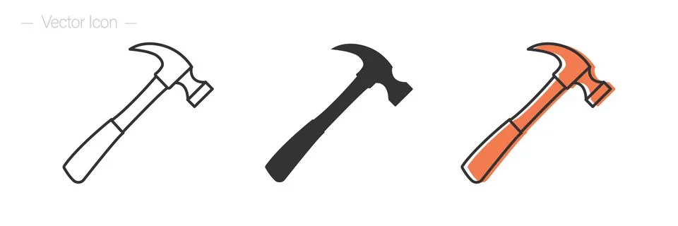 Carpenter hammer icon. Editable Stroke. Vector Stock Illustration