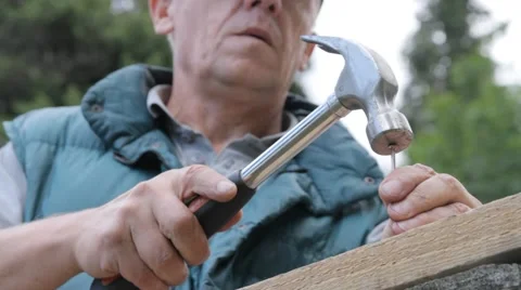 The carpenter hammers a nail Video stock 68895384