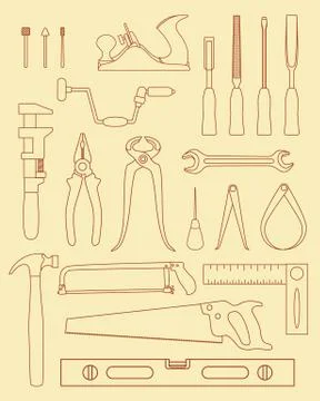 Carpenter hand tools Stock Illustration