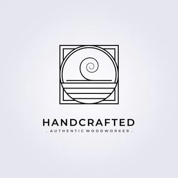 Carpenter handcrafted creative woodwork logo badge simple line art vector ill Stock Illustration