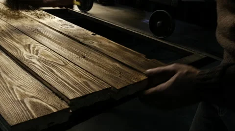 Carpenter handles boards. Close-up Stock-Footage 58997544