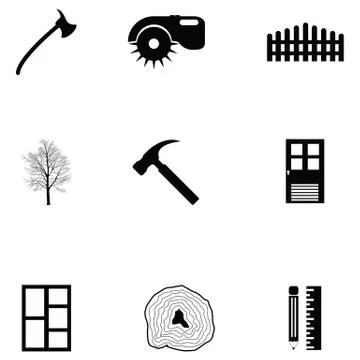 Carpenter icon set Stock Illustration