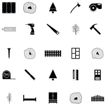 Carpenter icon set Stock Illustration