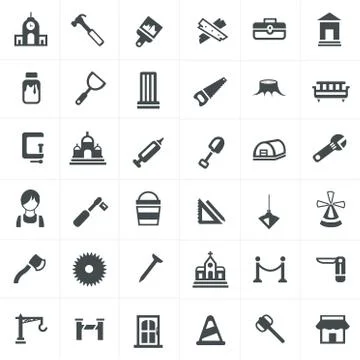 Carpenter icons set. Stock Illustration