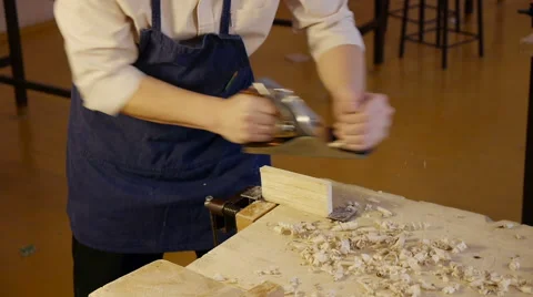 Carpenter labor master work with wood Stock Footage 59217935