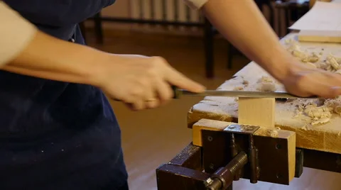 Carpenter labor master work with wood Stock Footage 59218584