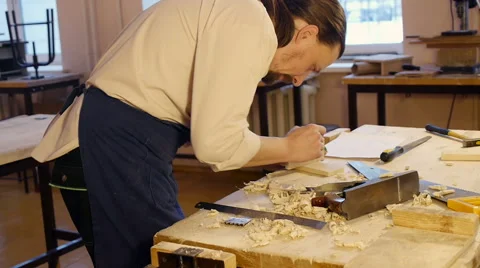 Carpenter labor master work with wood Stock Footage 59229097