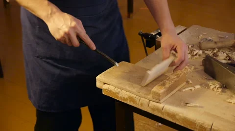 Carpenter labor master work with wood Stock Footage 59229360