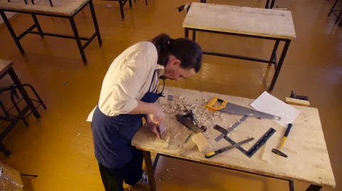 Carpenter labor master work with wood Stock Footage 59229719