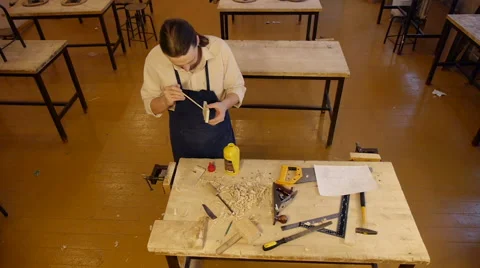 Carpenter labor master work with wood Stock Footage 59230488