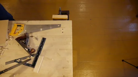 Carpenter labor master work with wood Stock-Footage 59230976