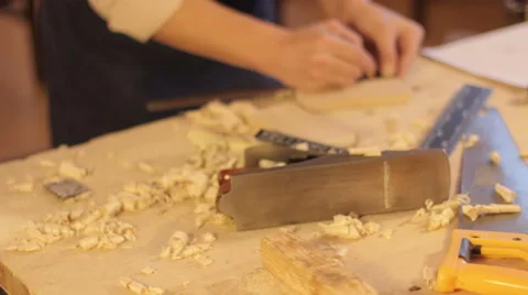 Carpenter labor master work with wood Stock Footage 59231599